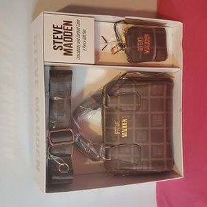 Brown Steve Madden Mini Purse And Earbuds Case